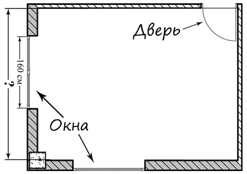 На рисунке изображен план комнаты ширина окна равна 160 см найдите чему равна длина комнаты