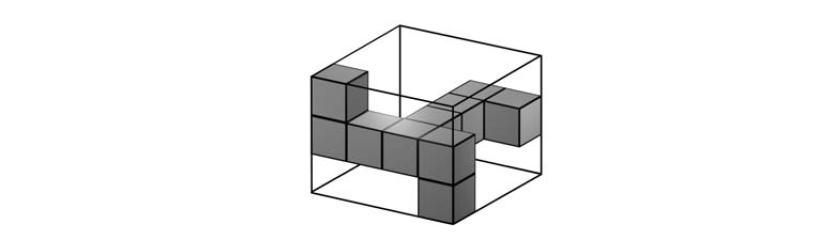 Изображенную на рисунке фигуру из кубиков поместили в коробку прямоугольного параллелепипеда