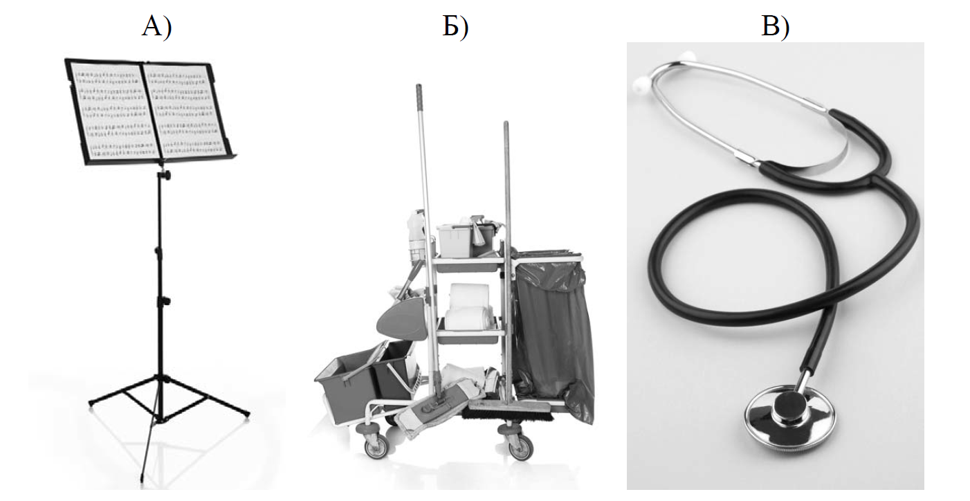 На фотографиях изображены предметы с которыми работают представители определенных профессий выбери