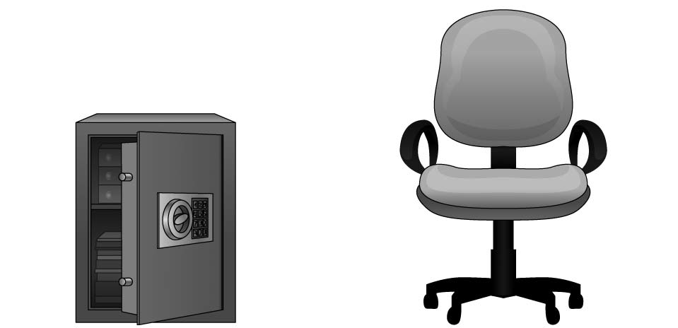 На рисунке изображен стеллаж и сейф. На картинке изображен сейф и офисное кресло. Сейф высота 60 см. На рисунке изображен сейф и офисное кресло высота сейфа 60 см. Сейф 60 см какова примерная высота кресла.