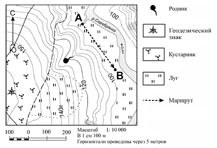 Составьте описание маршрута по топографической карте на рисунке 24 страница 38 география 5 класс