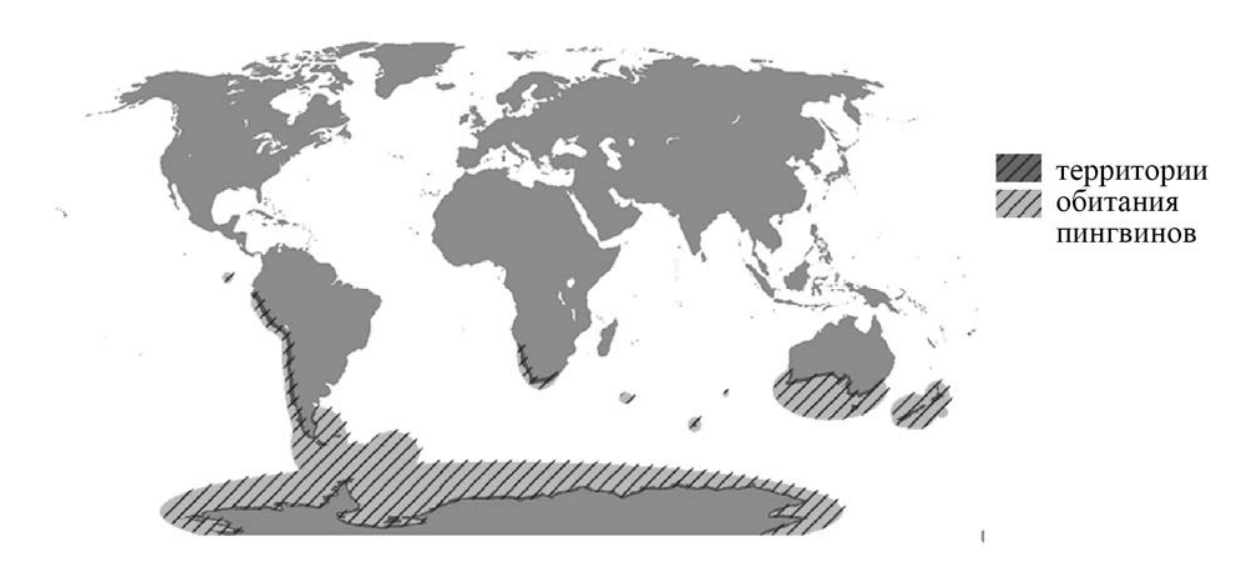 Карта обитания пингвинов